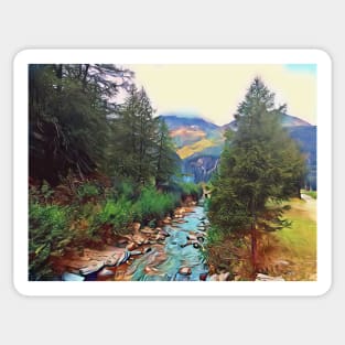 River in the mountains Sticker